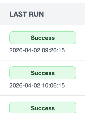 Site list after completion (status display)